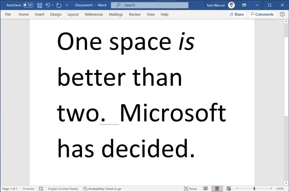 Screenshot of MS Word