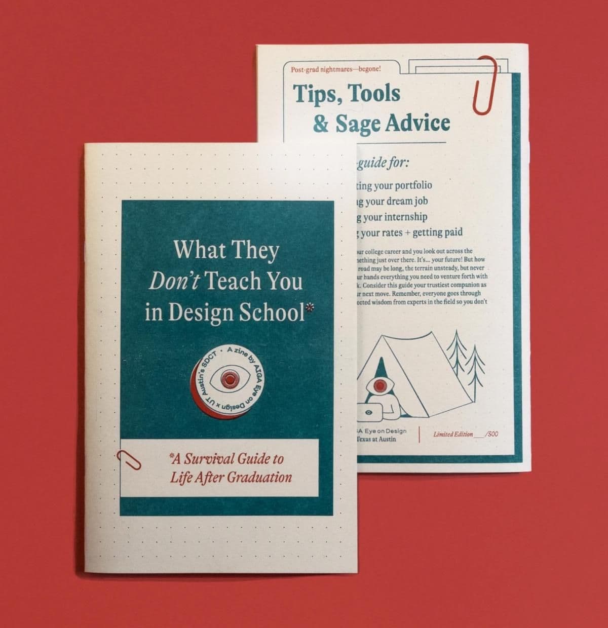 Pages from a zine with career advice for designers