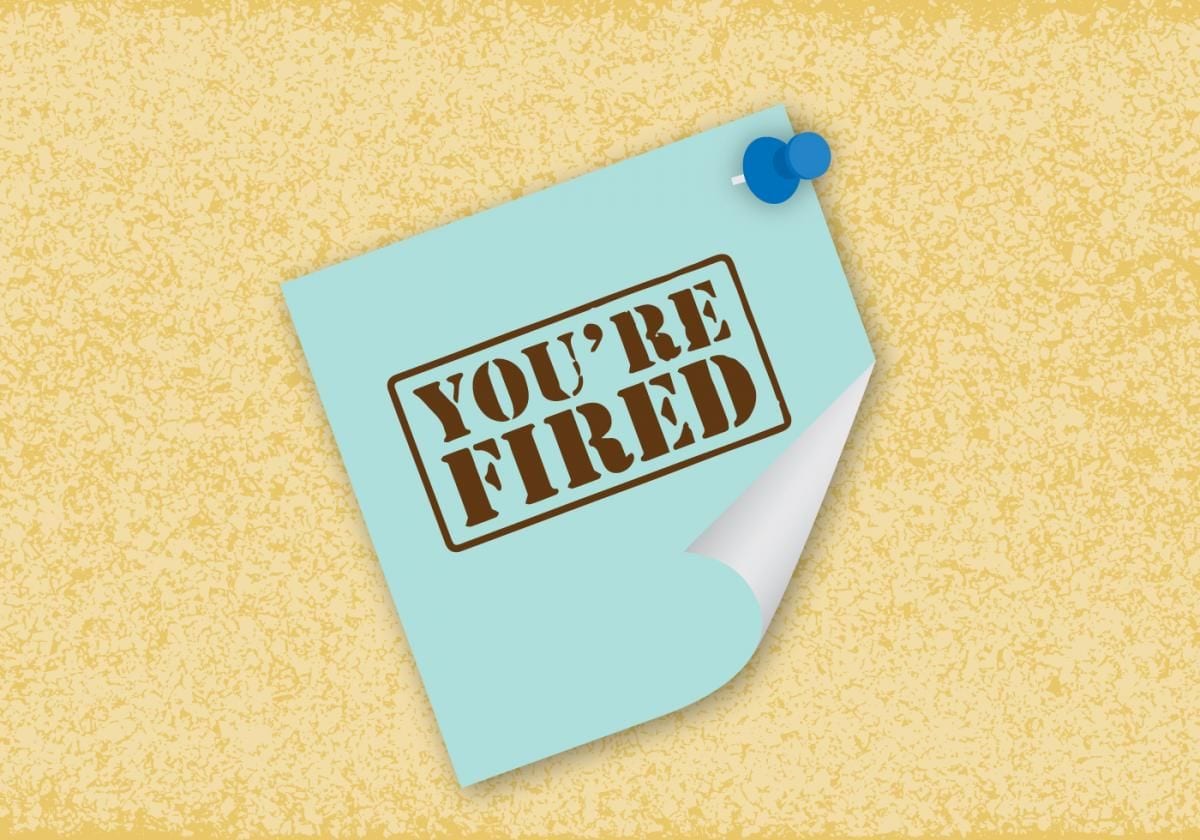 Illustration of a “You’re fired” note