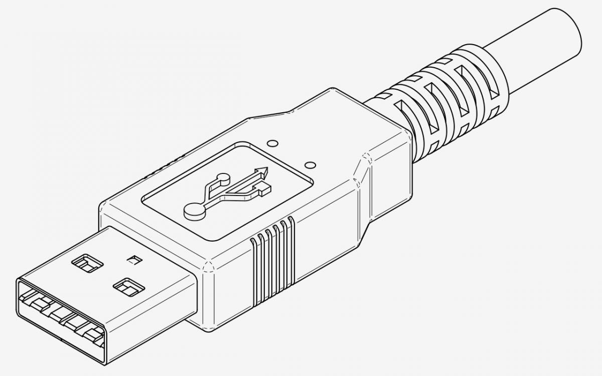 Drawing of a USB-A connector