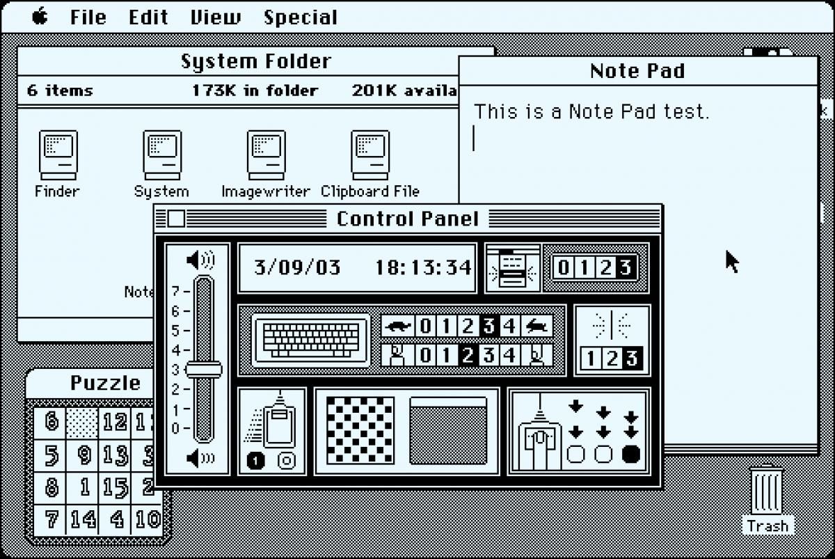 Screenshot from an early version of the Macintosh operating system